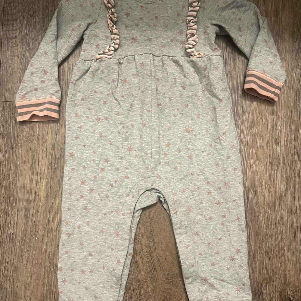 Matilda Jane Gray Romper with Pink Stars